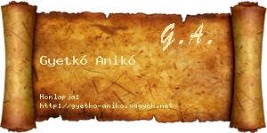 Gyetkó Anikó névjegykártya